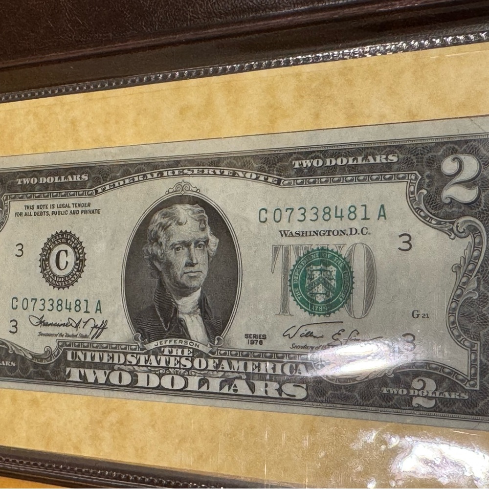 First Day Issue United States biCentennial commemorative two dollar  bill